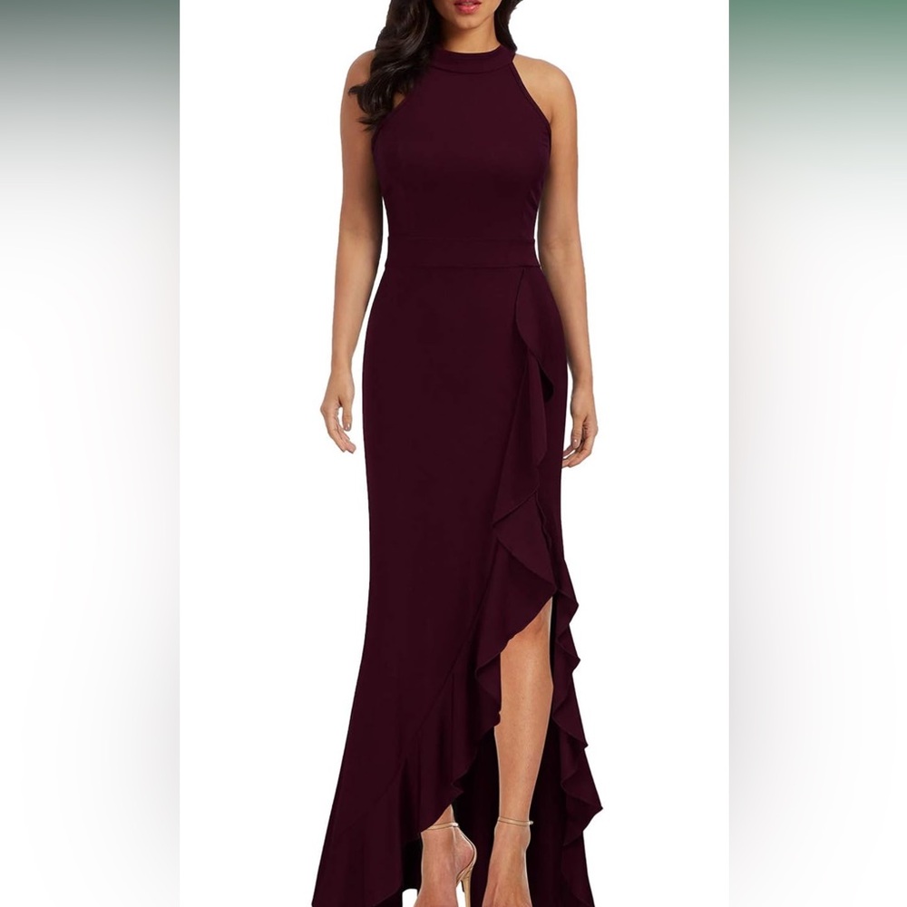 NWT WOOSEA High Neck Split Bodycon Mermaid Evening Cocktail Long Dress, Small